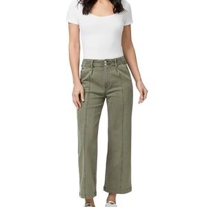 PAIGE Brooklyn Wide Leg Cropped Jeans Green Size 27